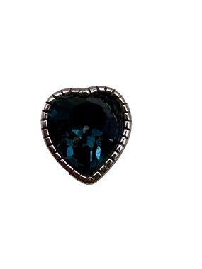 Single Earring 925 Silver Blue Heart Stud Marked FD 925 Heart Shape Valentine